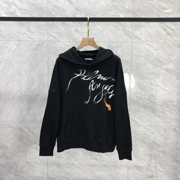 NWT Palm Angels Scribble Letters Printed Hoodie Black - Picture 2 of 8